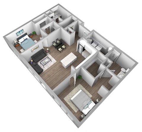 Floor plan for 2 beds, 2.5 baths, 1358 sqft